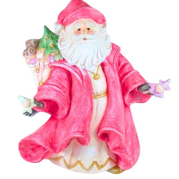 Handmade Other - Santa w/ Bag of Toys Figurine, Handcrafted Ceramic Christmas Decor, Santa Claus